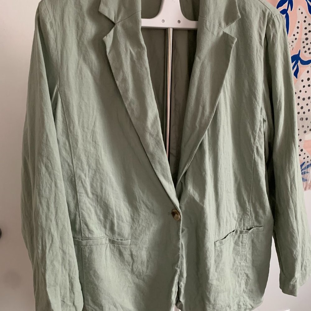 A New Day | Oversized Women’s Linen Blazer | Sage Green